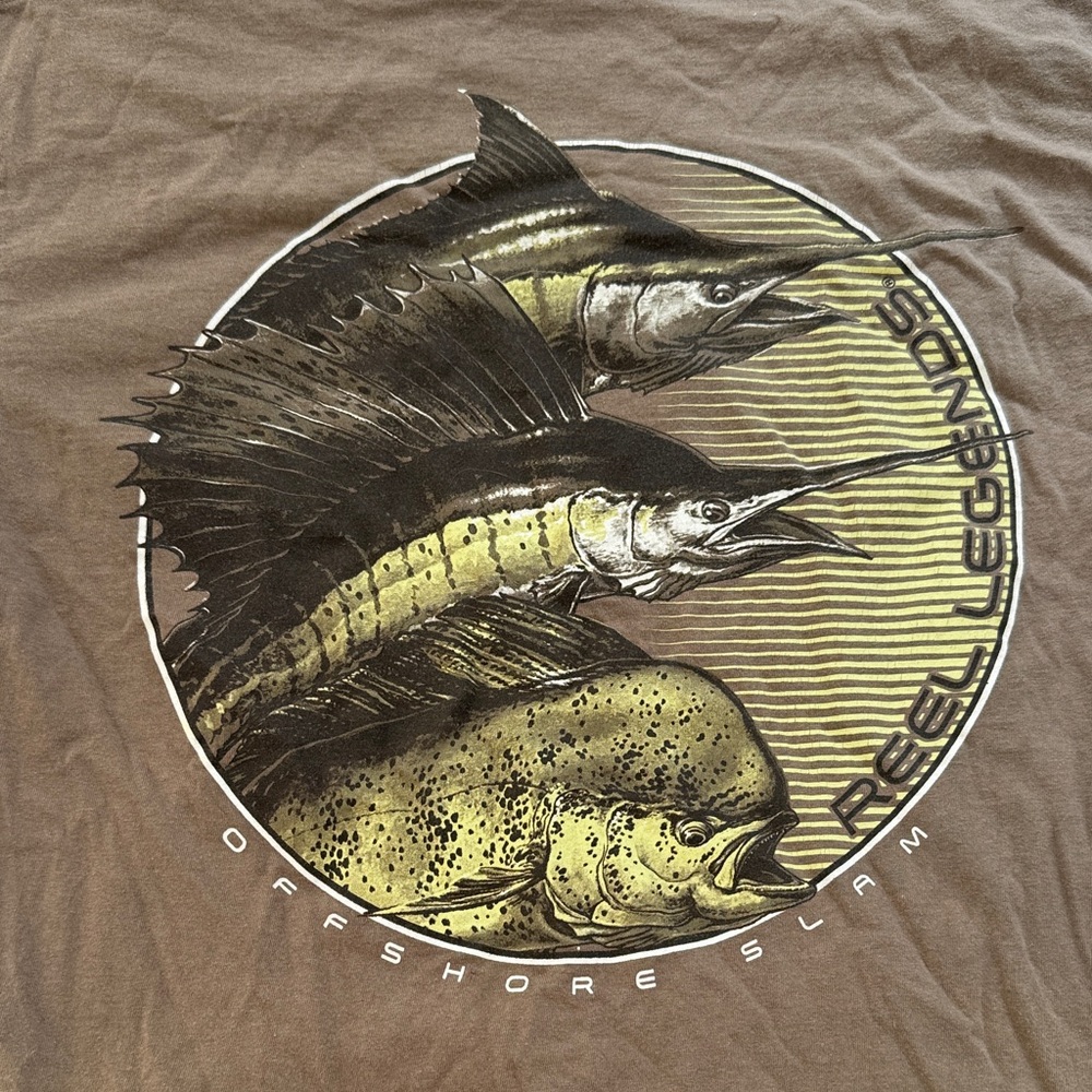 Reel Legends Offshore Slam Graphic Tee - Brown and Gold